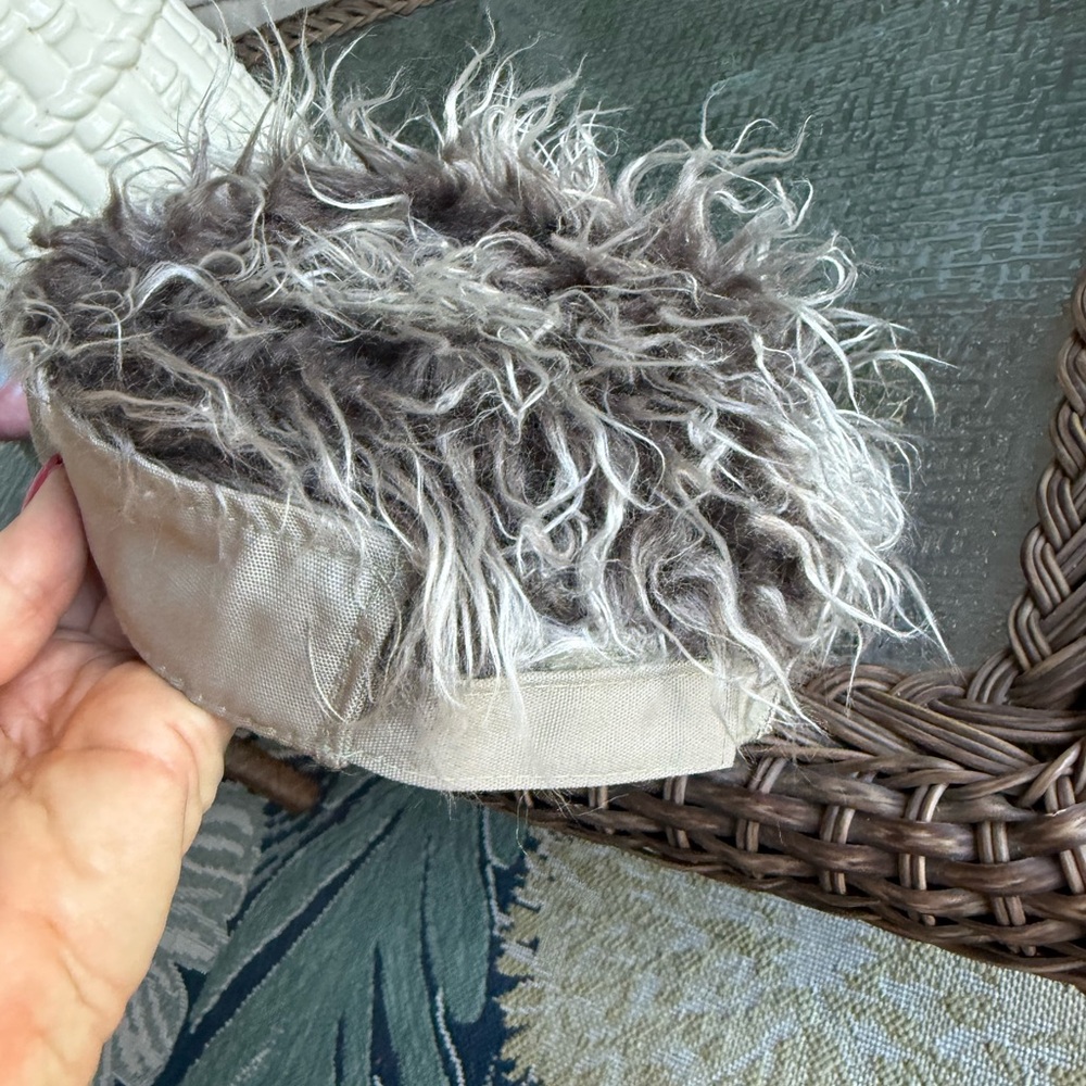 Beige and Brown Woven Furry Head Hat - Picture 5 of 5